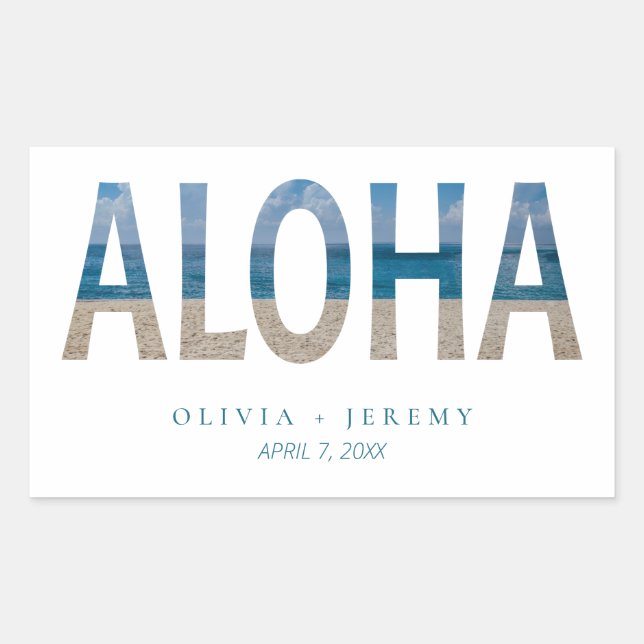 Aloha Hawaii Beach Tropical Wedding Welcome Sticker (Front)