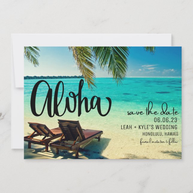 Aloha Hawaii Beach Wedding Save the Date (Front)