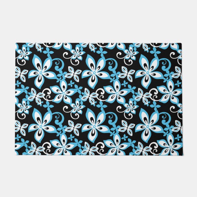 ALOHA HAWAII (BLACK/BLUE) DOORMAT (Front)
