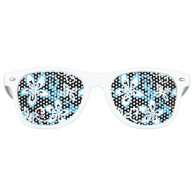 ALOHA HAWAII (BLACK/BLUE) RETRO SUNGLASSES (Front)