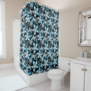 ALOHA HAWAII (BLACK/BLUE) Shower Curtain
