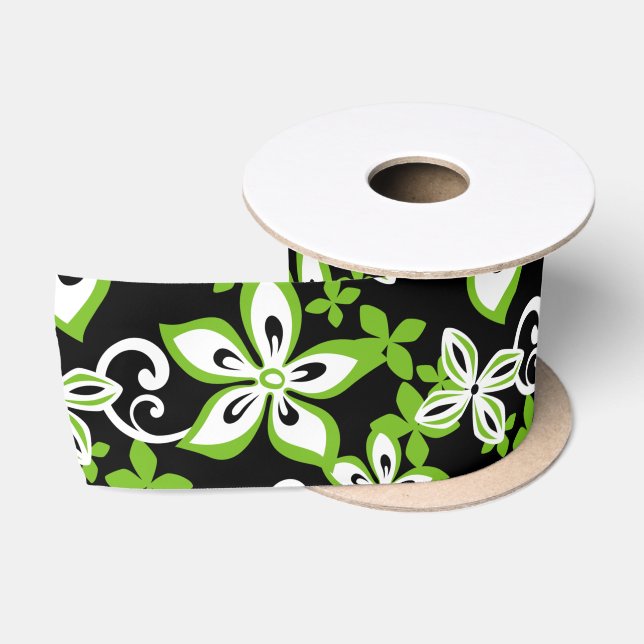 ALOHA HAWAII (BLACK/LIME) SATIN RIBBON (Spool)