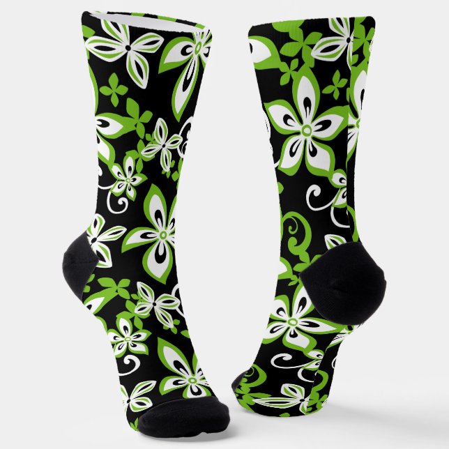 ALOHA HAWAII (BLACK/LIME) SOCKS (Angled)
