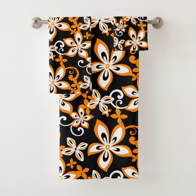 ALOHA HAWAII (BLACK/ORANGE) BATH TOWEL SET (Insitu)