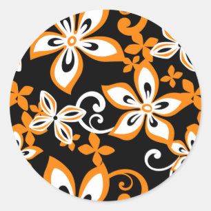 ALOHA HAWAII (BLACK/ORANGE) CLASSIC ROUND STICKER