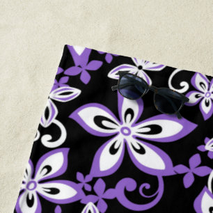 ALOHA HAWAII (BLACK/PURPLE) BEACH TOWEL