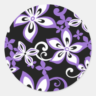 ALOHA HAWAII (BLACK/PURPLE) CLASSIC ROUND STICKER
