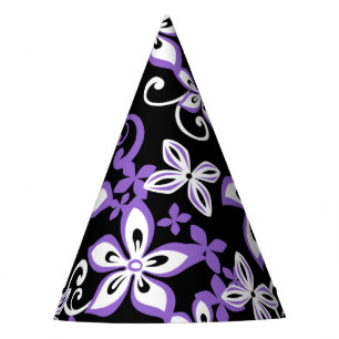 ALOHA HAWAII (BLACK/PURPLE) PARTY HAT