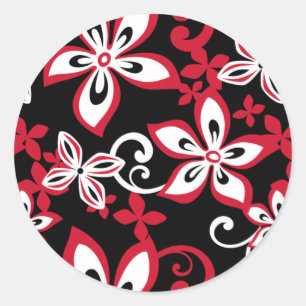 ALOHA HAWAII (BLACK/RED) CLASSIC ROUND STICKER