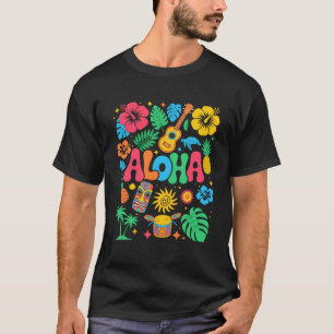 Aloha Hawaii Boho Retro Shaka Hibiscus Vacation Tr T-Shirt