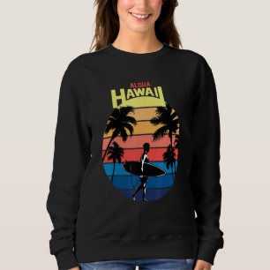Aloha Hawaii Cool Hawaiian Retro Sunset Palm Tree Sweatshirt