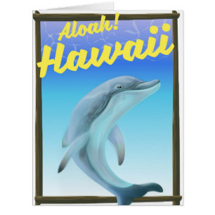 Aloha! Hawaii! Dolphin travel poster