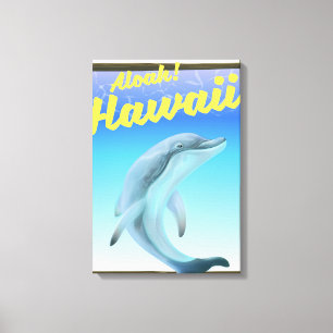 Aloha! Hawaii! Dolphin travel poster Canvas Print