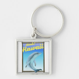 Aloha! Hawaii! Dolphin travel poster Keychain