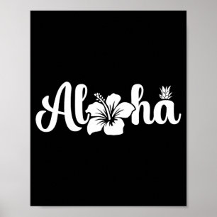 Aloha hawaii flower tropical hawaiian island kids poster