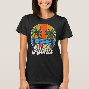 Aloha Hawaii Hawaiian  For Boys Girls Palm Tree Su T-Shirt