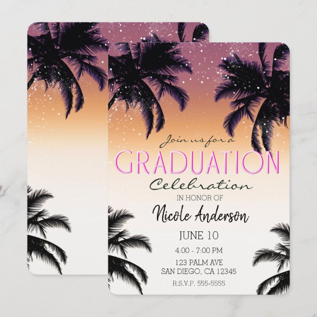 Aloha Hawaii Hawaiian Island Graduation Party Invitation (Front/Back)