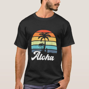 Aloha Hawaii Hawaiian Island Palm Beach Surfboard  T-Shirt