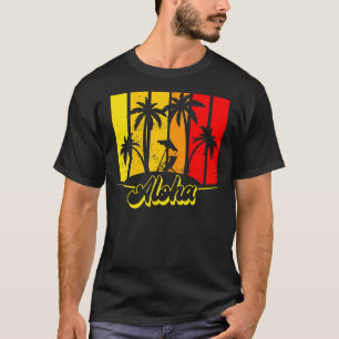 Aloha Hawaii Hawaiian Island   Palm Trees Beach Va T-Shirt