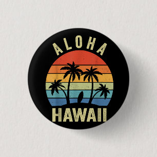 Aloha Hawaii Hawaiian Island Shirt Palm Beach Surf 1 Inch Round Button