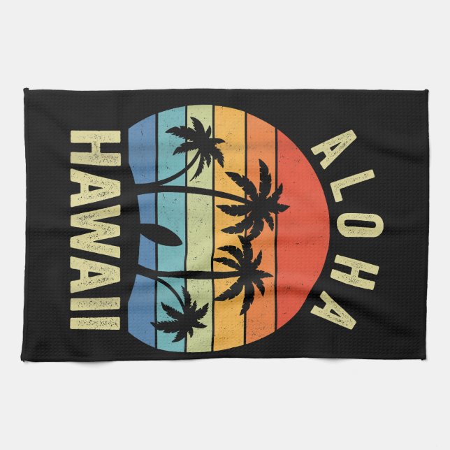 Aloha Hawaii Hawaiian Island Shirt Palm Beach Surf Kitchen Towel (Horizontal)