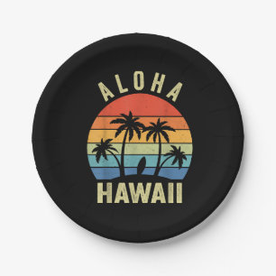 Aloha Hawaii Hawaiian Island Shirt Palm Beach Surf Paper Plate