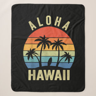 Aloha Hawaii Hawaiian Island Shirt Palm Beach Surf Sherpa Blanket