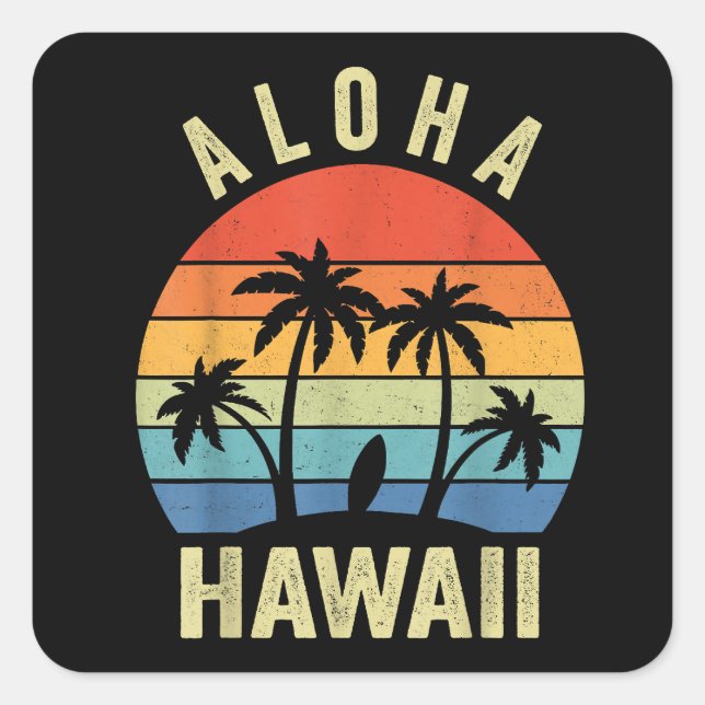 Aloha Hawaii Hawaiian Island Shirt Palm Beach Surf Square Sticker (Front)