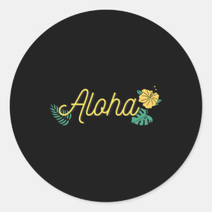 Aloha Hawaii Hawaiian Island Tropical Hibiscus Flo Classic Round Sticker