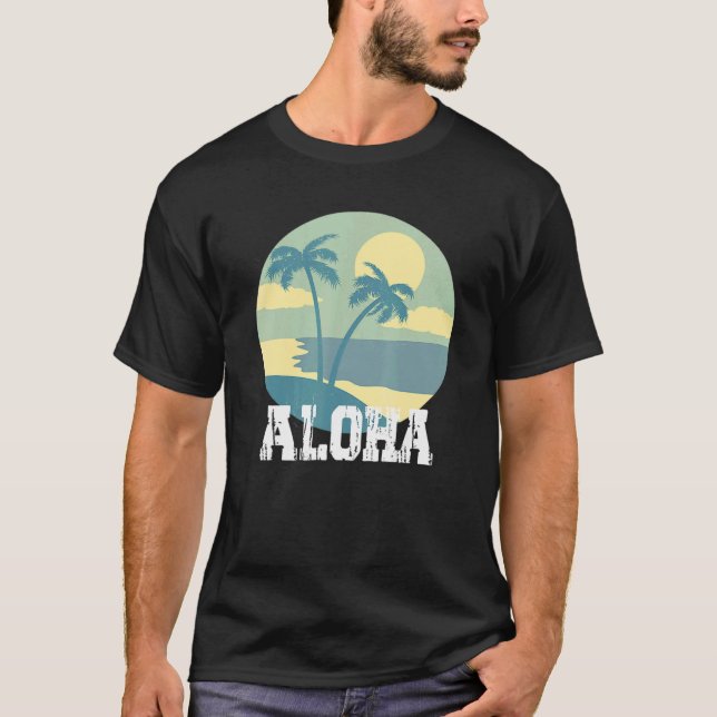 Aloha Hawaii Hawaiian Palm Tree Surf For Men Women T-Shirt (Front)