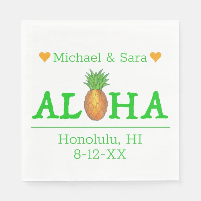 Aloha Hawaii Hawaiian Pineapple Island Wedding Napkin (Front)