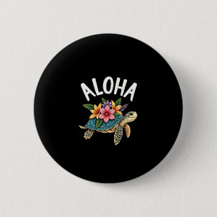 Aloha Hawaii Hawaiian-Shirt Turtle Hibiscus Kids G 2 Inch Round Button