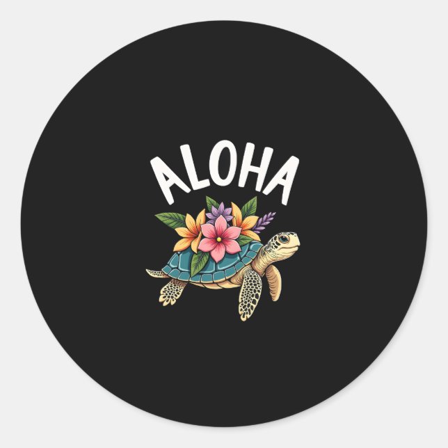 Aloha Hawaii Hawaiian-Shirt Turtle Hibiscus Kids G Classic Round Sticker (Front)