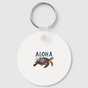 Aloha Hawaii Hawaiian-Shirt Turtle Hibiscus Kids G Keychain