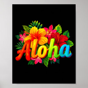 Aloha Hawaii Hawaiian Tropical Luau Party Hibiscus Poster