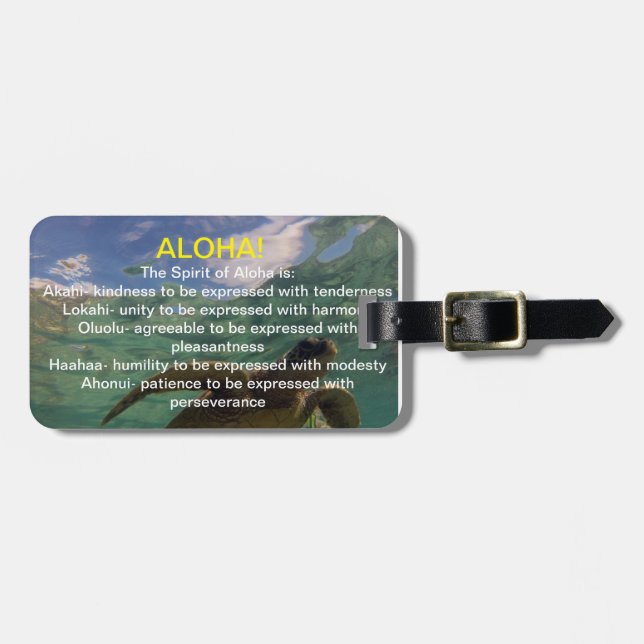 Aloha Hawaii Honu Luggage Tag (Front Horizontal)