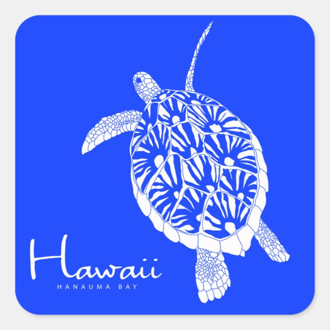 Aloha Hawaii Honu Turtle Square Sticker (Front)