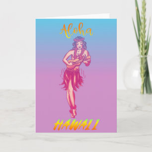 Aloha Hawaii Hula Girl Card
