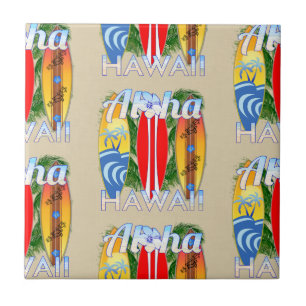Aloha Hawaii Island Surfing Tile