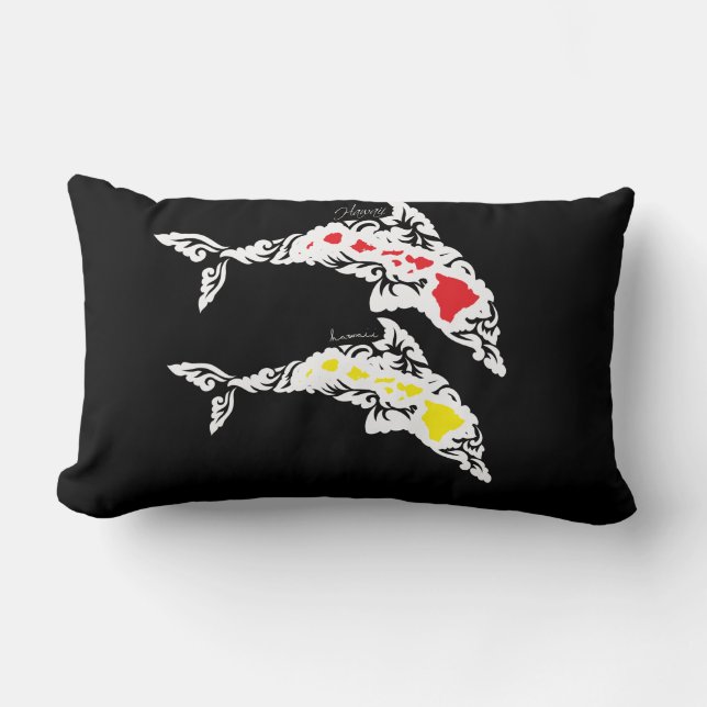 Aloha Hawaii Islands Dolphin Lumbar Pillow (Front)