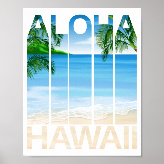 Aloha Hawaii Islands Tropical Beach Poster (Front)