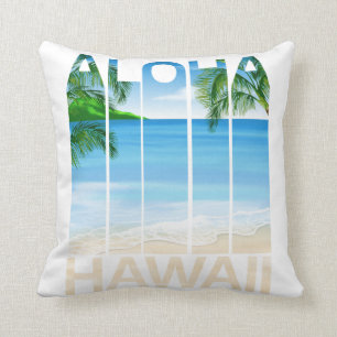 Aloha Hawaii Islands Tropical Beach Throw Pillow