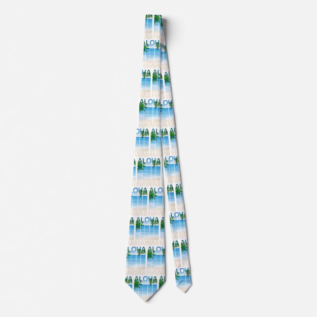 Aloha Hawaii Islands Tropical Beach Tie (Front)