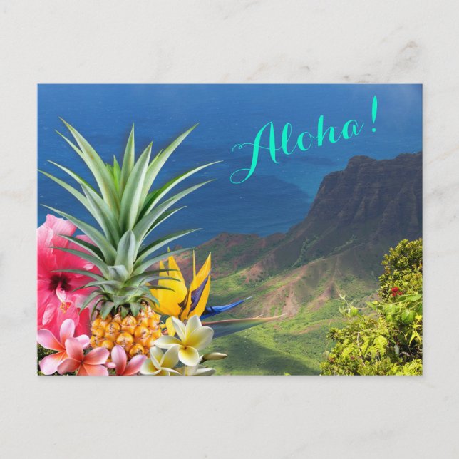 Aloha Hawaii Landscape and Flora Postcard (Front)
