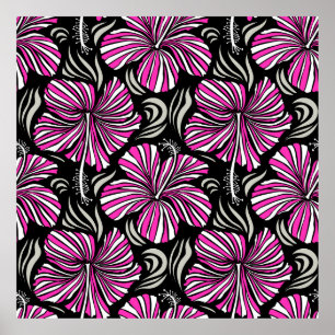 Aloha Hawaii, Luau Party invitation on black backg Poster