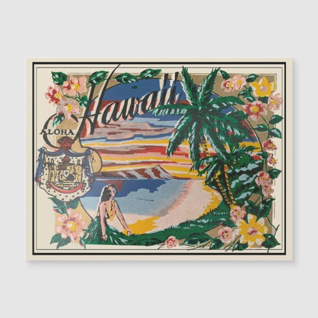 Aloha Hawaii Magnet Vintage voyage (Devant)