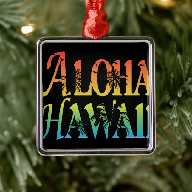 Aloha Hawaii Metal Ornament (Tree)