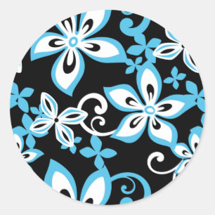 ALOHA HAWAII (NOIR/BLEU) STICKER ROND CLASSIQUE
