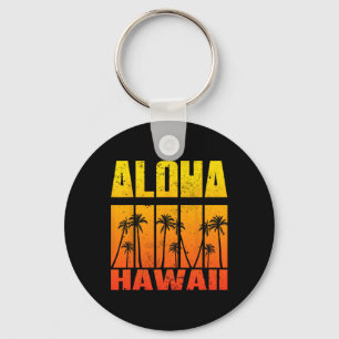 Aloha Hawaii Palm Tree Tropical Hawaiian Island Re Keychain