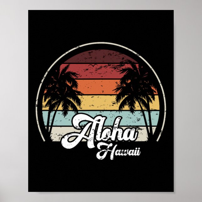 Aloha Hawaii Palms Cool Casual Summer Beach Vacati Poster (Front)